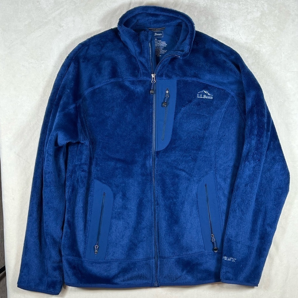 Men’s XL L.L. Bean Blue Sherpa Synchilla Fleece Full Zip Jacket EUC C25 - Picture 2 of 11